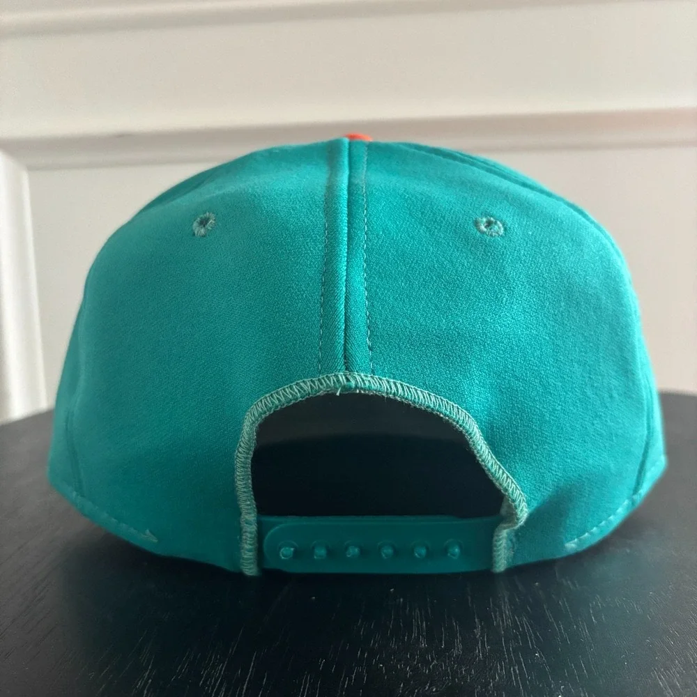 VTG Miami Dolphins NFL Football AJD Snapback Hat 90s New NWOT Teal Orange USA‎
